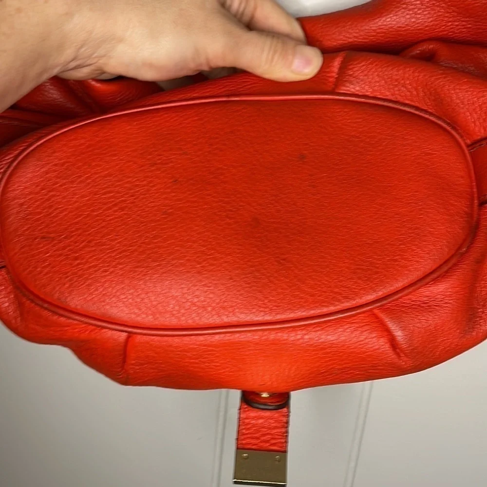Michael Kors Fulton Orange Red Pebbled Leather Handbag Shoulder Bag